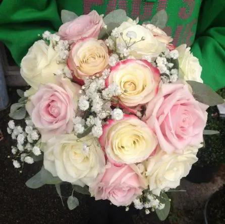 Brides Pink Mix Rose and Gypsophilia Bouquet