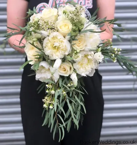 Bride Semi Wild Bouquet in White and Green