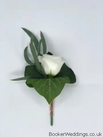 White and Green Buttonhole for Classic Wedding