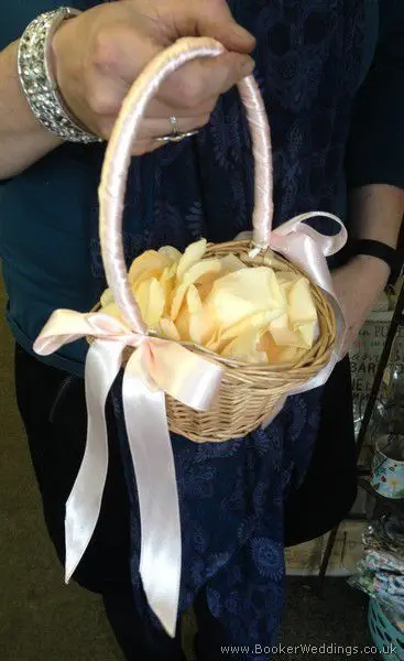Peach Rose Petals Flowergirl Basket
