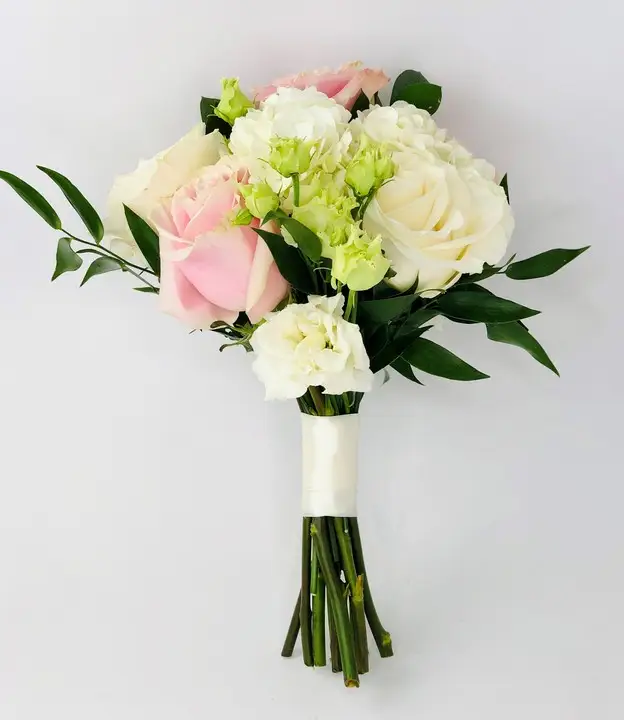 Pink and White Rose Handtied with Lisianthus for Bridesmaid