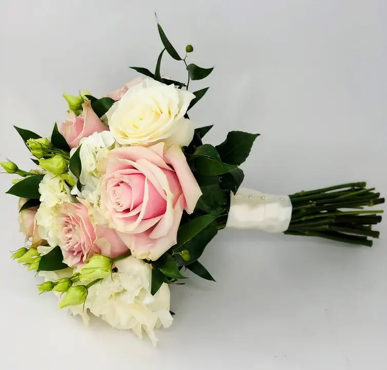 Rose and Lisianthus Handtied Bouquet for Bride