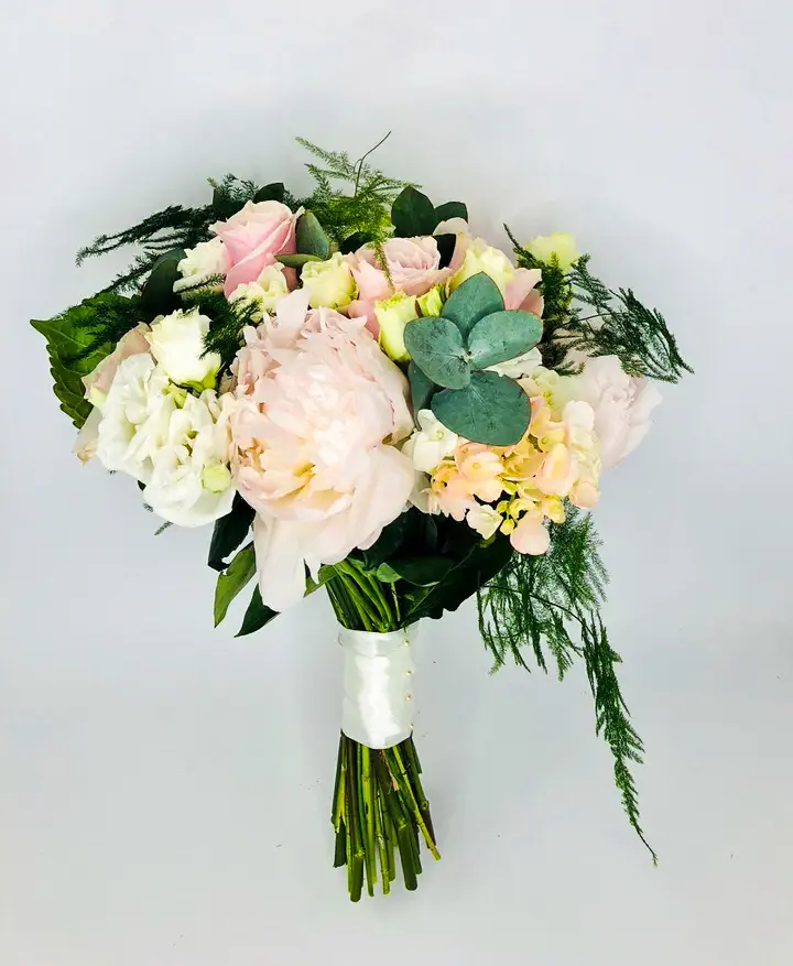 Pink Rose Peony and Hydranges Bride Handtied