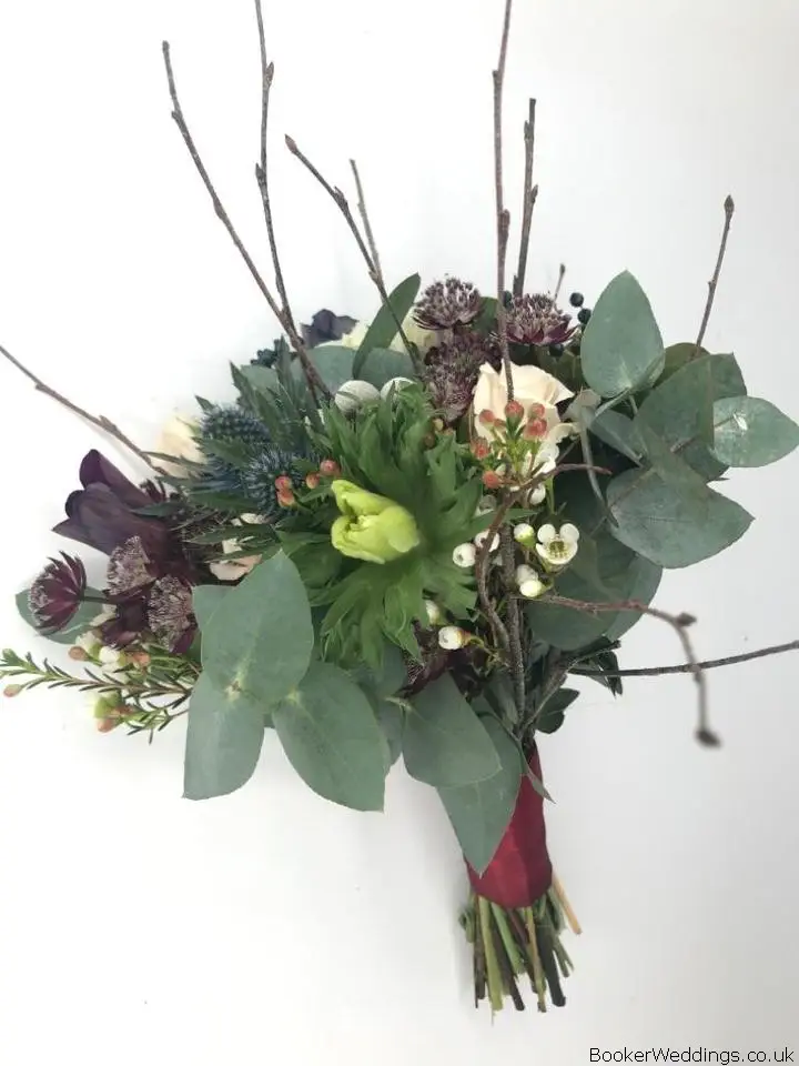 Bridesmaid Handtied of Anemone Berries Eryngium