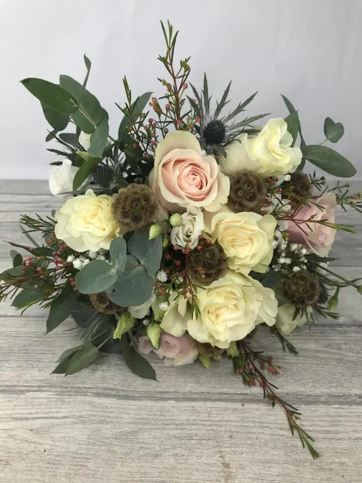 White and Pink Winter Wedding Bride Bouquet