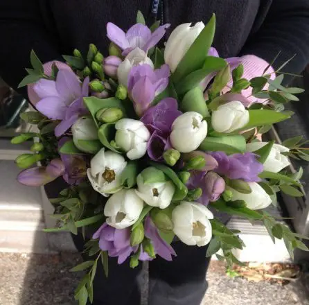 Tulip and Freesia bridesmaid Bouquet