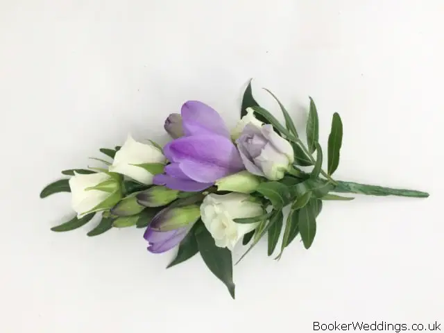 White and Purple Pin Corsage for Mother of the Bride