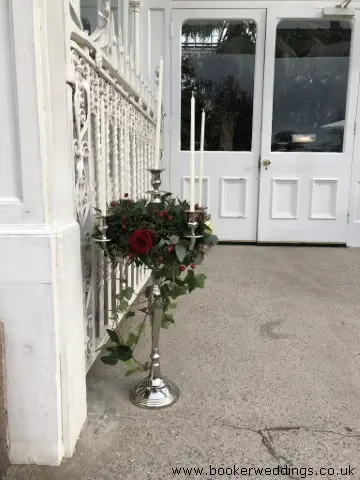 Red Rose Eryngium and Ivy Candelabras