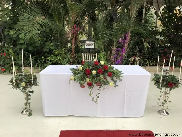 Registrar Table Arrangement and Candelabras