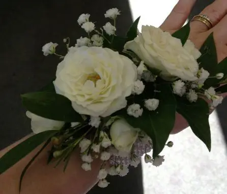 Spray Rose and Gypsophila Wrist Corsage