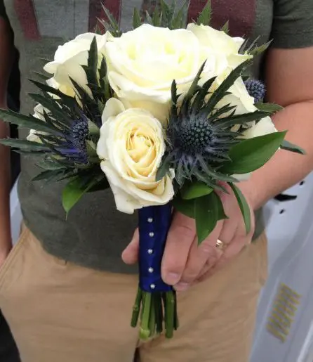 Rose and Eryngium Bridesmaid Bouquet - Side