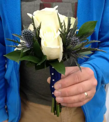 Rose and Eryngium Flower Girl Bouquet - Side