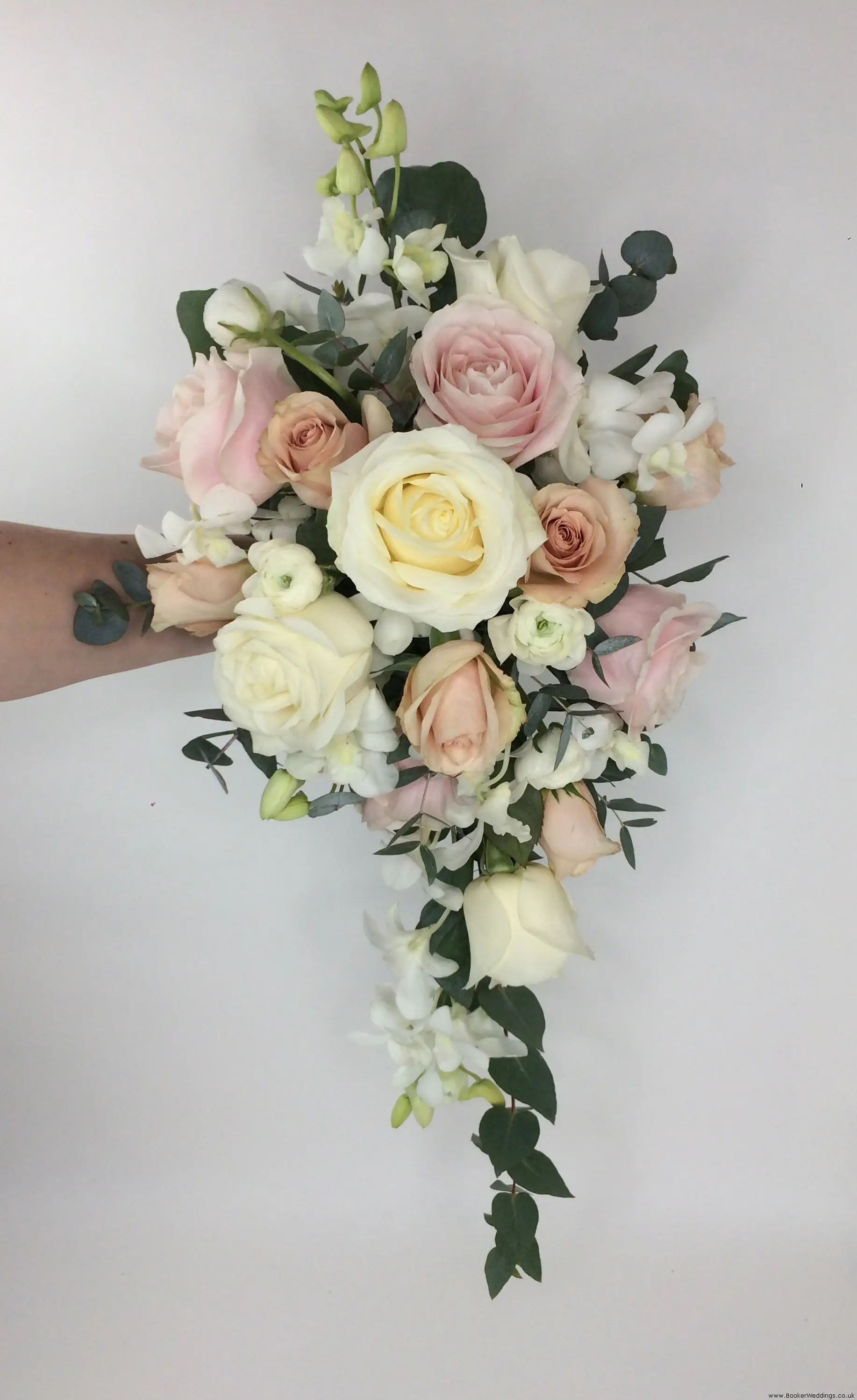 Bride Shower Roses Dendrobium Orchids and Ranunculus