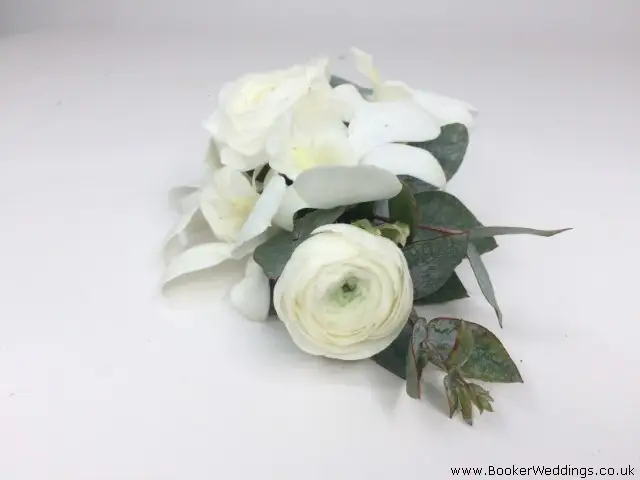 White Pin Corsage  Ranunculus and Orchid