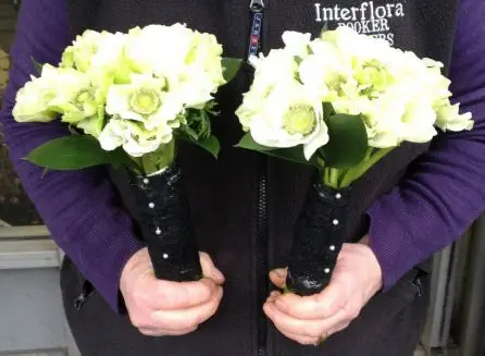 White Anenome Bridesmaid Bouquets - Side