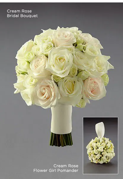 Romantic Cream Rose Bridal Bouquet Pomander Vera Wang
