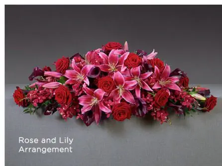 Traditional Red Rose and Lily Top Table Arrangement Vera Wang