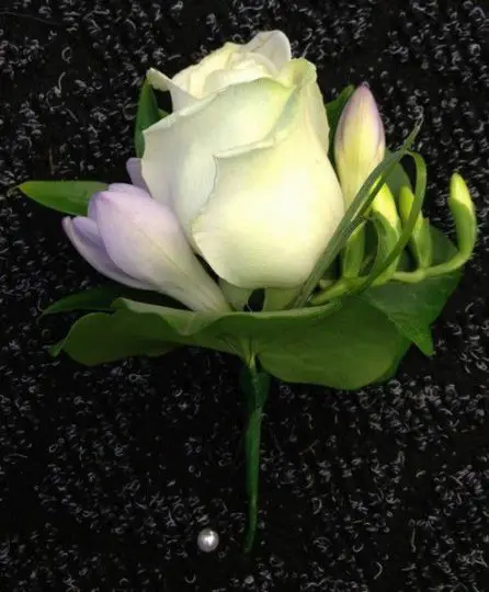 Rose and Lilac freesia Grooms buttonhole