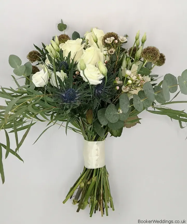 Bride White Rose Winter Wedding Bouquet