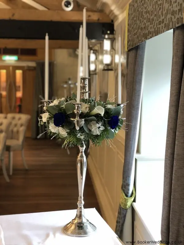 Blue Rose Wedding Candelabra and Candles