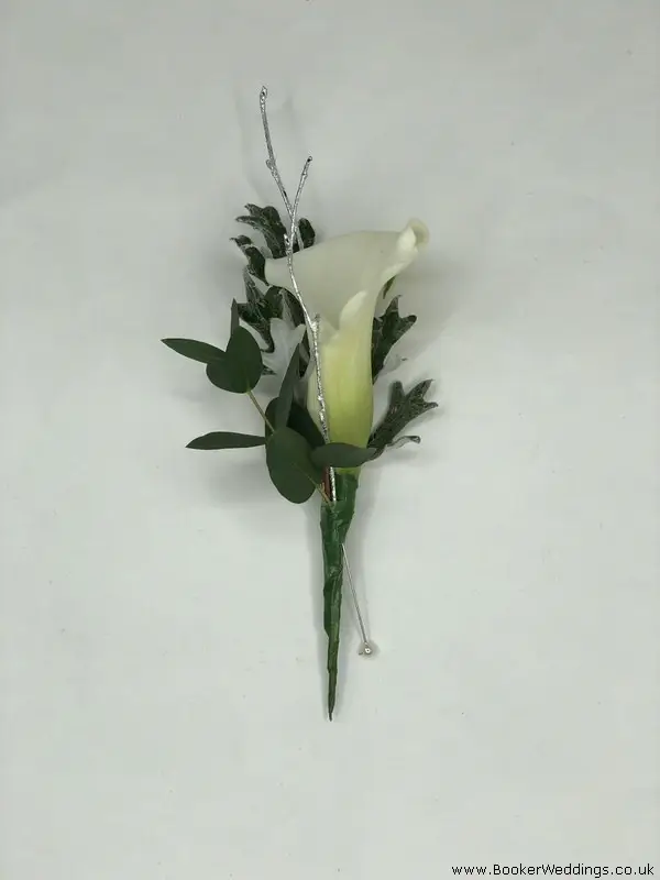Calla Lily and Silver Foliage Buttonhole