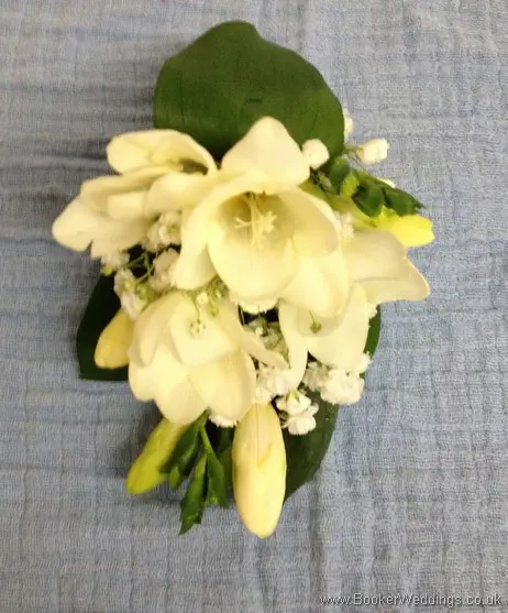 Freesia and Gypsy Grass Pin Corsage